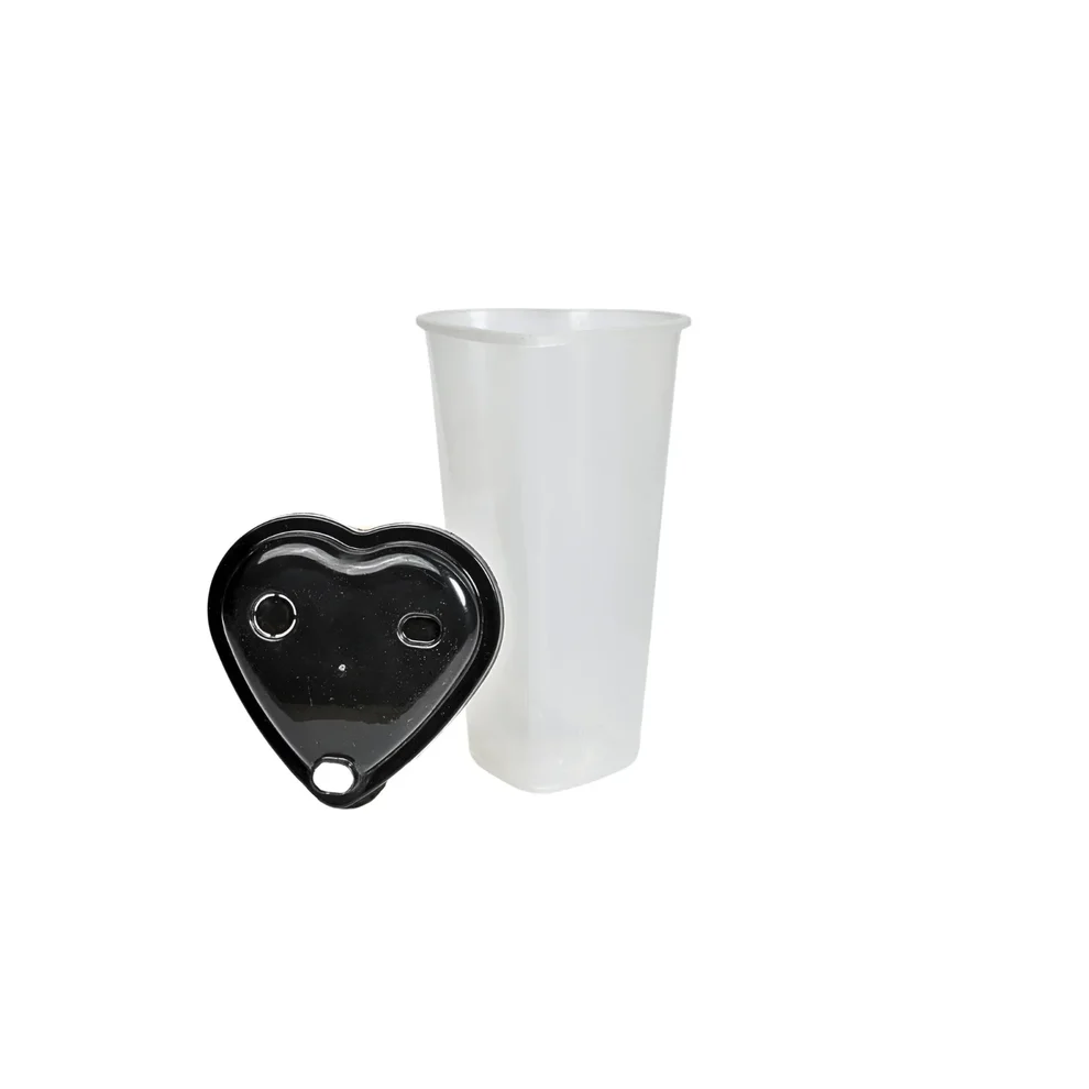 Disposoul Transparent Heart 350ML Sipper Glass with Lids