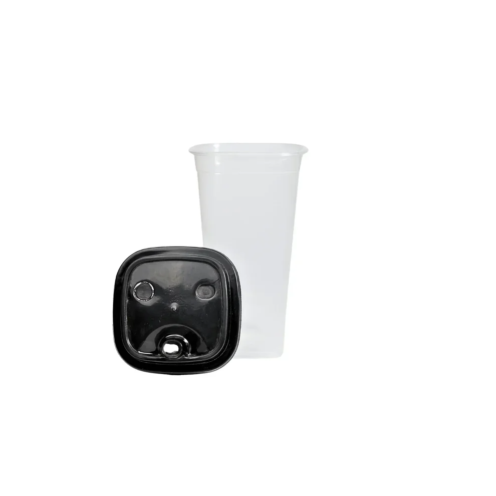 Disposoul Transparent Square 500ML Sipper Glass with Lids