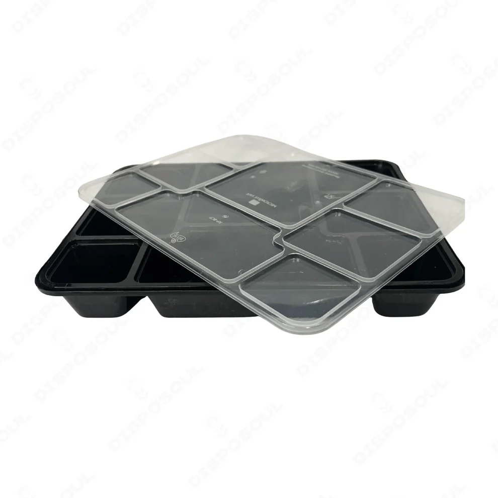 Disposoul Tamper Proof 8 Compartment Meal Box Tray With Lid