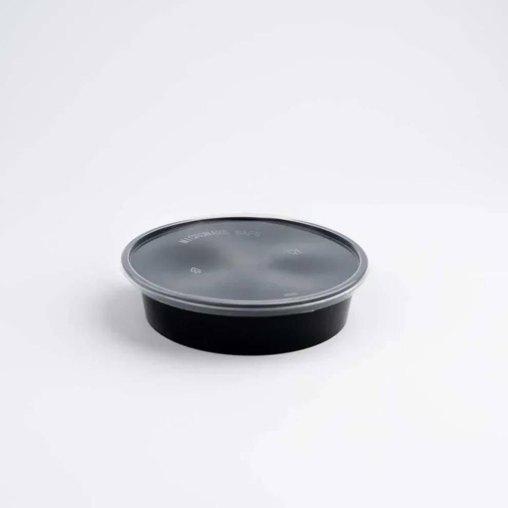Disposoul Round Food Container With LID 8 Oz Flat 250Ml