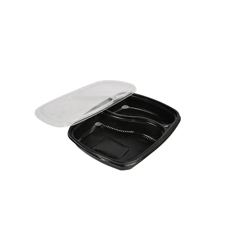 Disposoul 2 Compartment Meal Box Tray With Lid