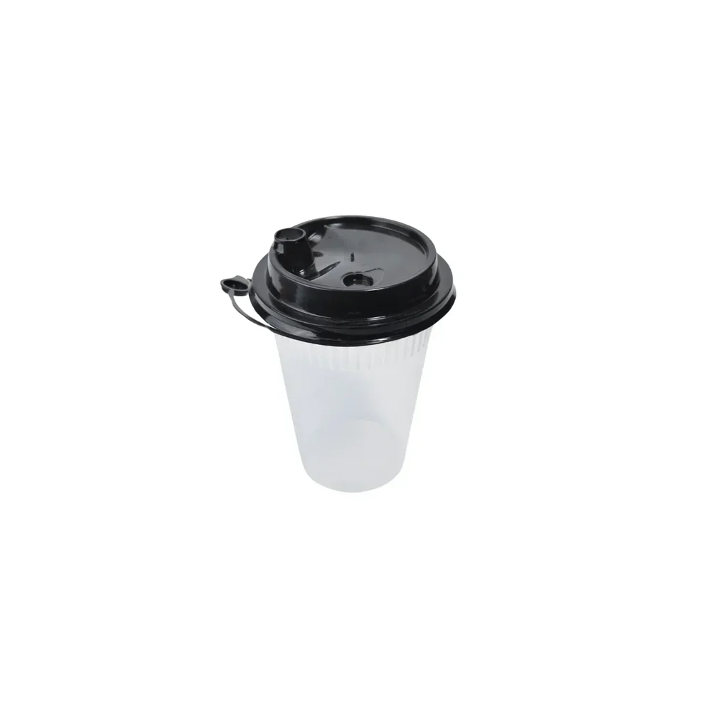 Disposoul Transparent Round 350ML Sipper Glass with Lids